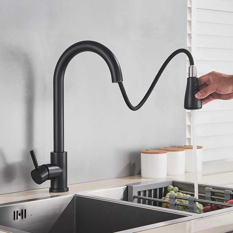 Pl Out Kitchen Faucet Silver Single Handle Nickel Kitchen Tap Single Hole Handle Swivel Sprayer Water Mixer Tap Y251104