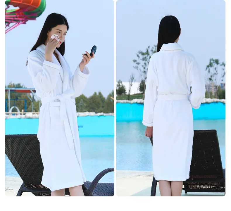 Spring Autumn Pure Cotton Plain Color Hotel Bathrobes Robe Unisex Long-sleeve Terry Bathrobe Plus Size Pijamas Lovers Sleepwear C251104