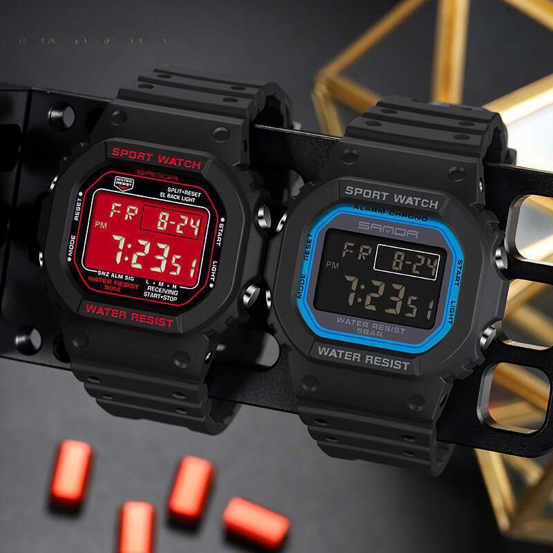 DHwatches Sanda Square Single Display Electronic Watch Multifunctional Alarm Clock Luminous Outdoor Sports Waterproof Student Wristwatch
