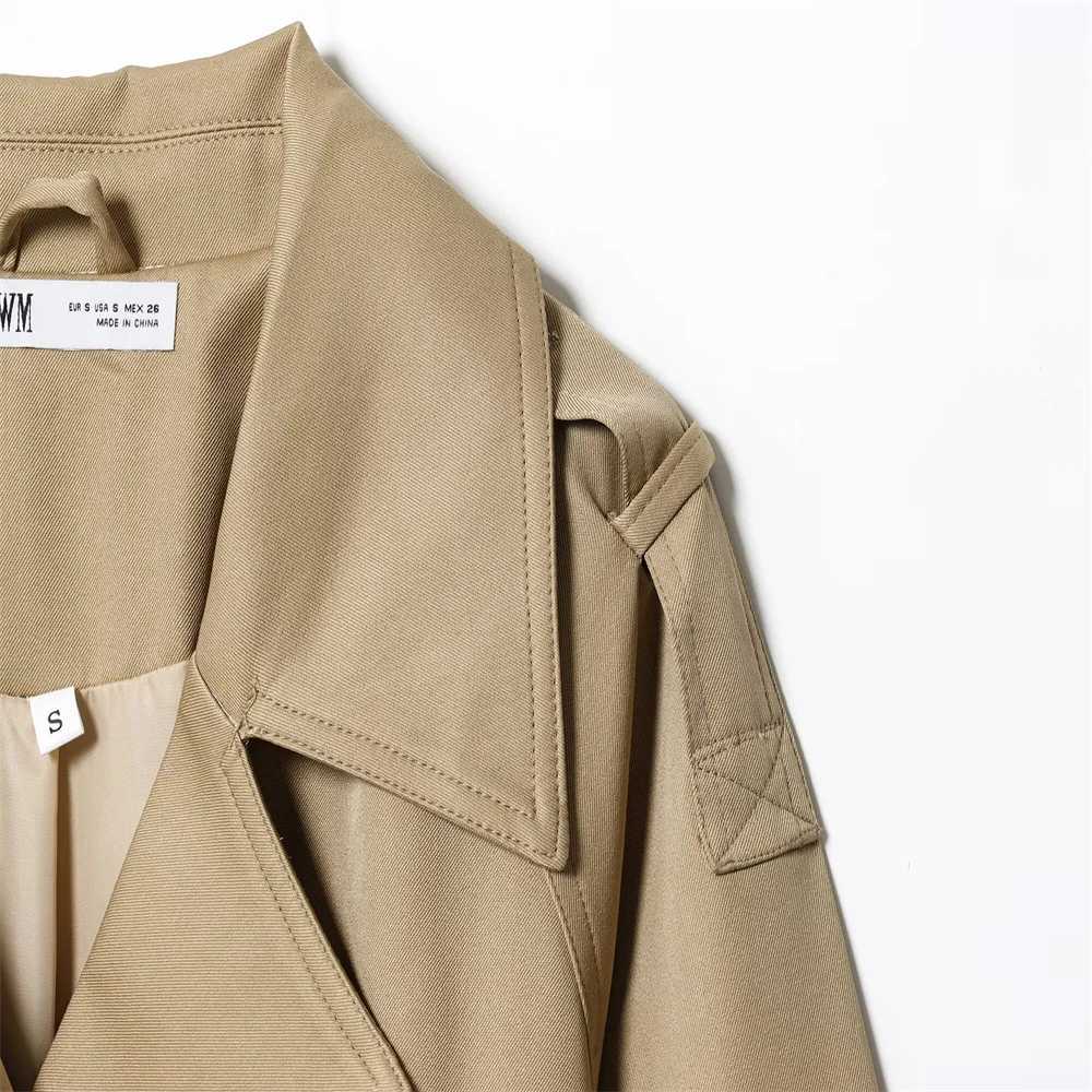 Autumn new womens casual temperament simple lapel long sleeved double breasted short windbreaker J251103