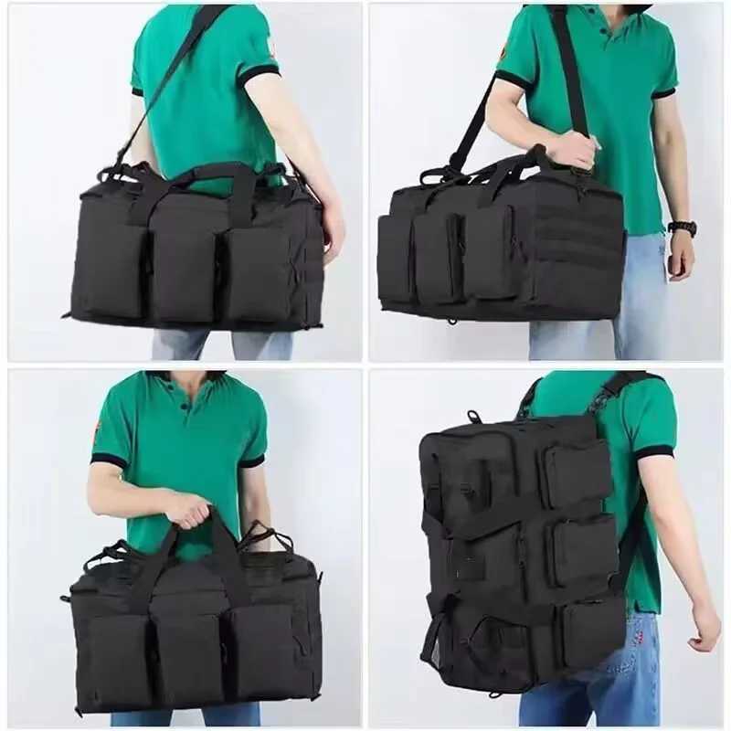 55L Luggage Duffel Bag Camping Backpack Tactical Large Bags Mens Hiking Travel Mountaineering Trip Utility Gym Weekend DuffleC250407