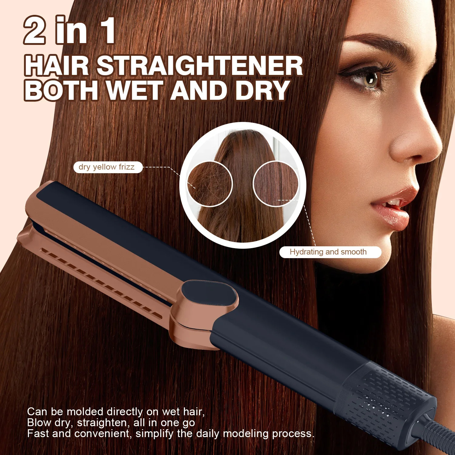 2in1 professional negative ion airflow DC drying direct current straightener 250325