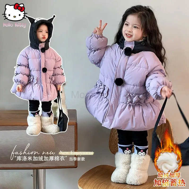 Sanrio Girls Down Cotton Jacket Kuromi Cotton Coat Winter Jacket Thickened New Keep Warm Winter Style Childrens Princess Style H251104