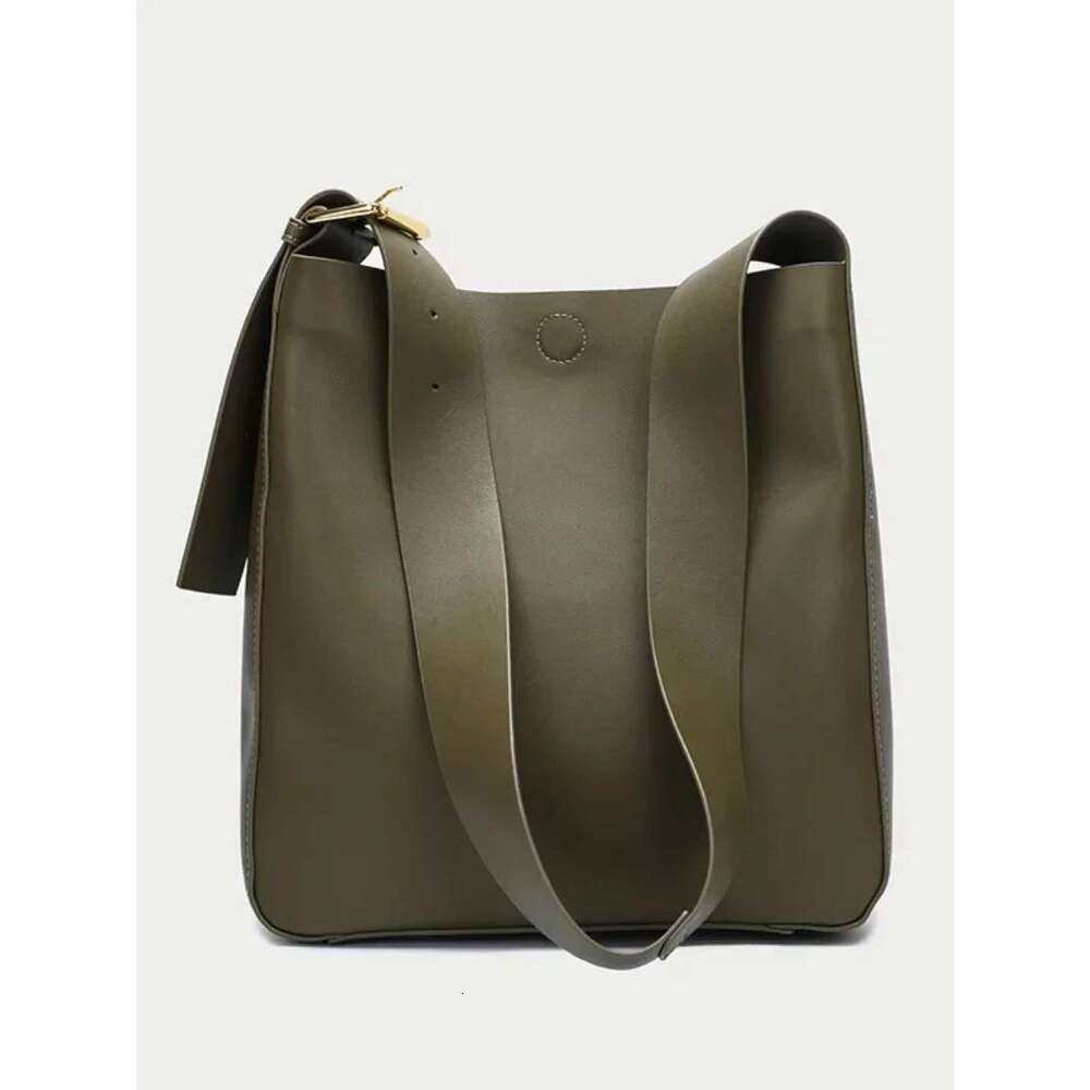 Soft Cowhdie Minimalism Women Bucket Elegant French Style Lady Large Tote Thick Real Leather Bag 2024