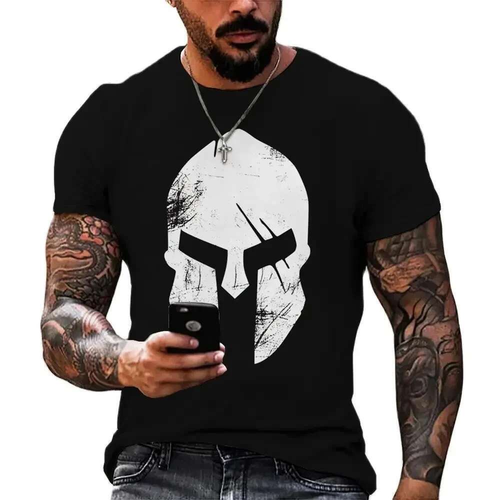 3d Printing Vintage Men Short Sleeve Tshirt Spartan Knight Graphic Daily Street Summer Casual Oversized Tops Male Shirts Tees