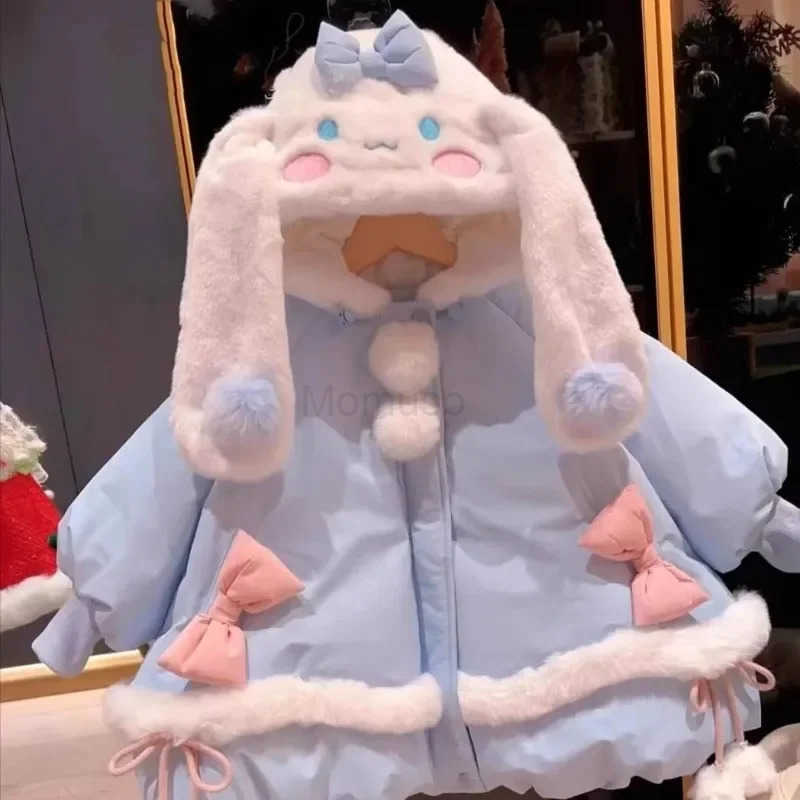 Sanrio New cinnamoroll animation peripheral childrens cotton-padded clothes winter outdoor mid-length thickened cotton-padded clothes H251104