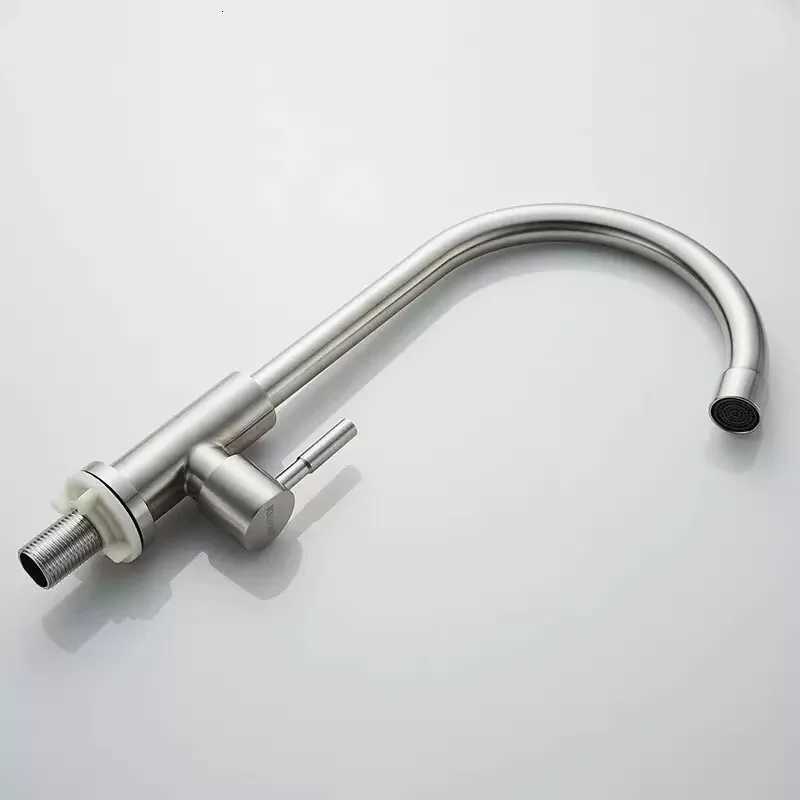 Stainless Steel Kitchen Faucet Single Lr Hole Tap Cold Sink Faucet Single Handle Deck Mounted Water Taphose not include Y251104