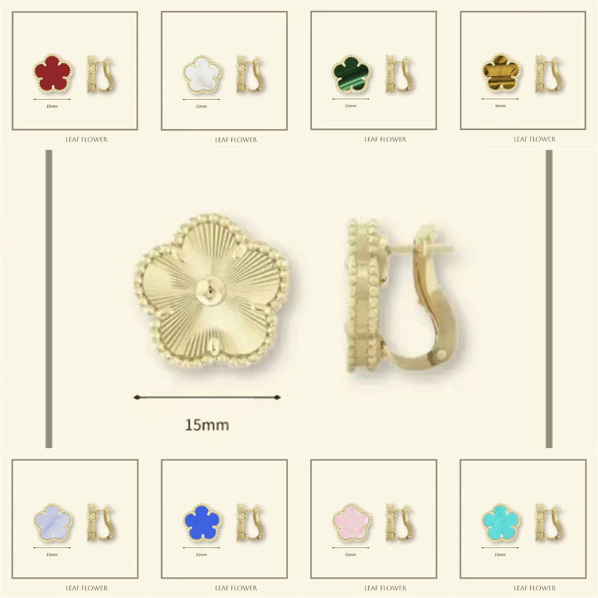 luxury earrings jewlery designer for women clover earrings 925 sterling silver jewelry mother of pearl 15mm flower clip ons earrings designer earing pearl jewlery