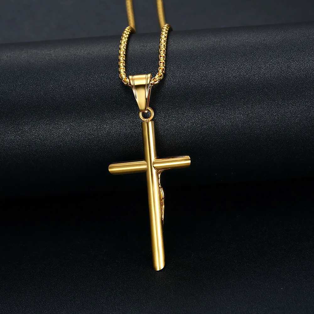 Stainless Steel Titanium God Jesus Cross Hip Hop Pendant Collar Chains Necklace for Men Women Boyfriends Gift JewelryXJ251104