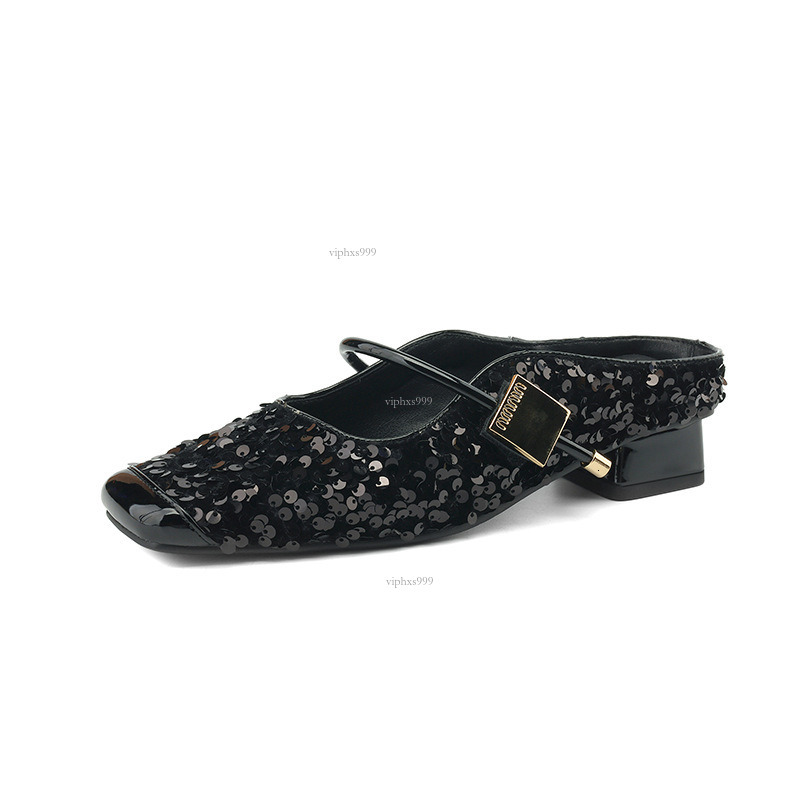 New Designer Sandals With Free Shipping Square Toe With Temperament Women's Shoes 2025 Summer New Heel Chinese Style Versatile Thick Heel Slipper