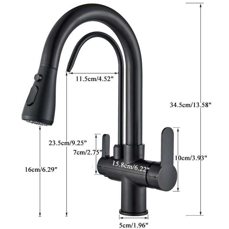 ification Water Kitchen Faucet Black 360 Rotating Filter Water Faucets Pl Out Sprayer 3 Ways Hot Cold Water Mixer Tap Y251104