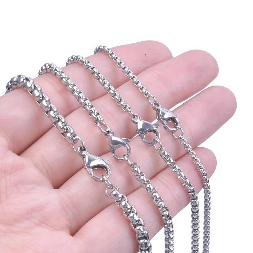 Width 2/25/3/4mm Silver Color Stainless Steel Box Chain Necklaces For Women Men Accessories 45/50/60/70/90cm Necklaces JewelryXJ251104