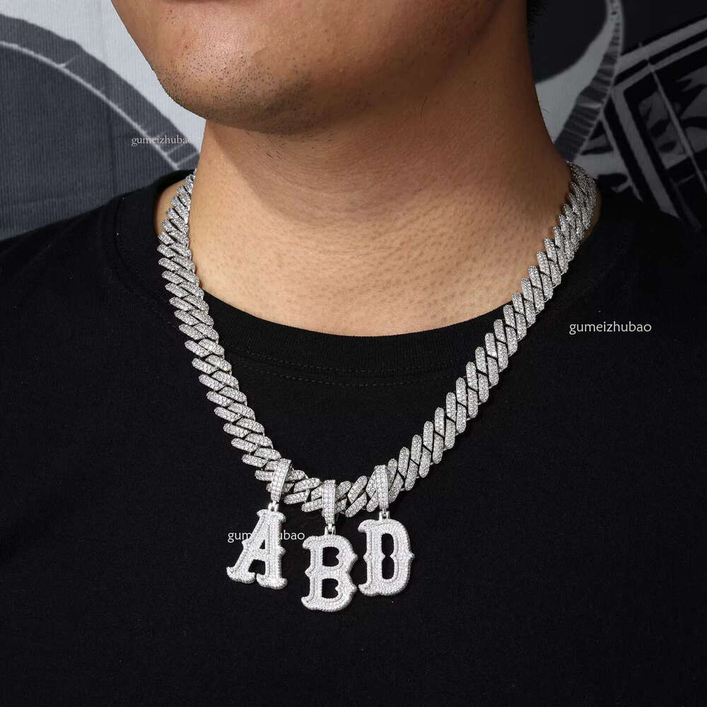 Iced Out Custom Hip Hop A-Z Letter Pendants Sterg Sier Moissanite Initial Pendant Men Jewelry