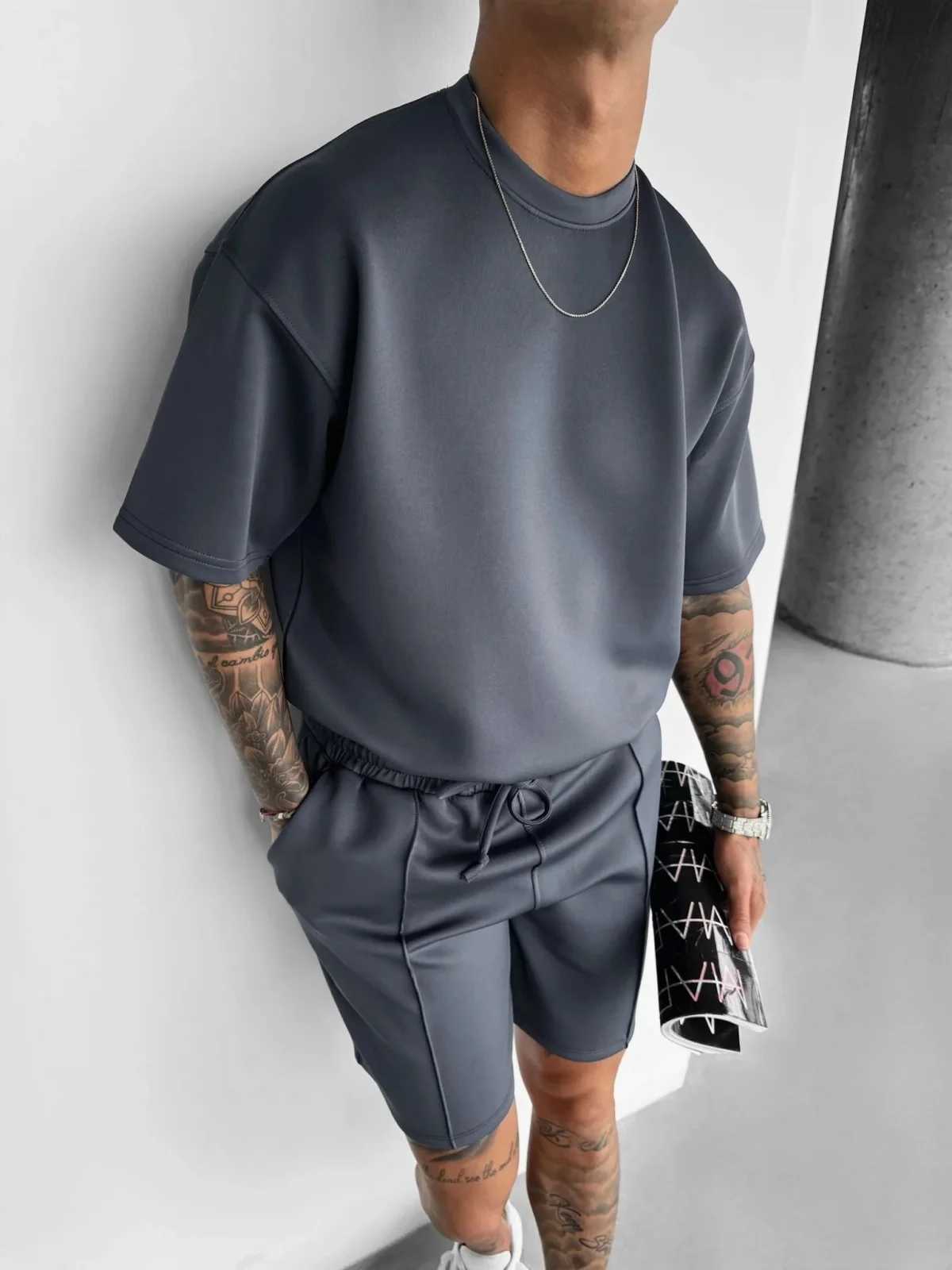 Men 2025 summer fashion sports design sense simple casual solid color quick drying short-sleeved T-shirt trend clothes W250403