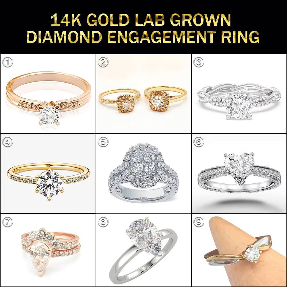 2CT Lab Grown Diamond Engagement Ring Pass Diamond Test Pear Cut 14K Gold Women Engagement Rings