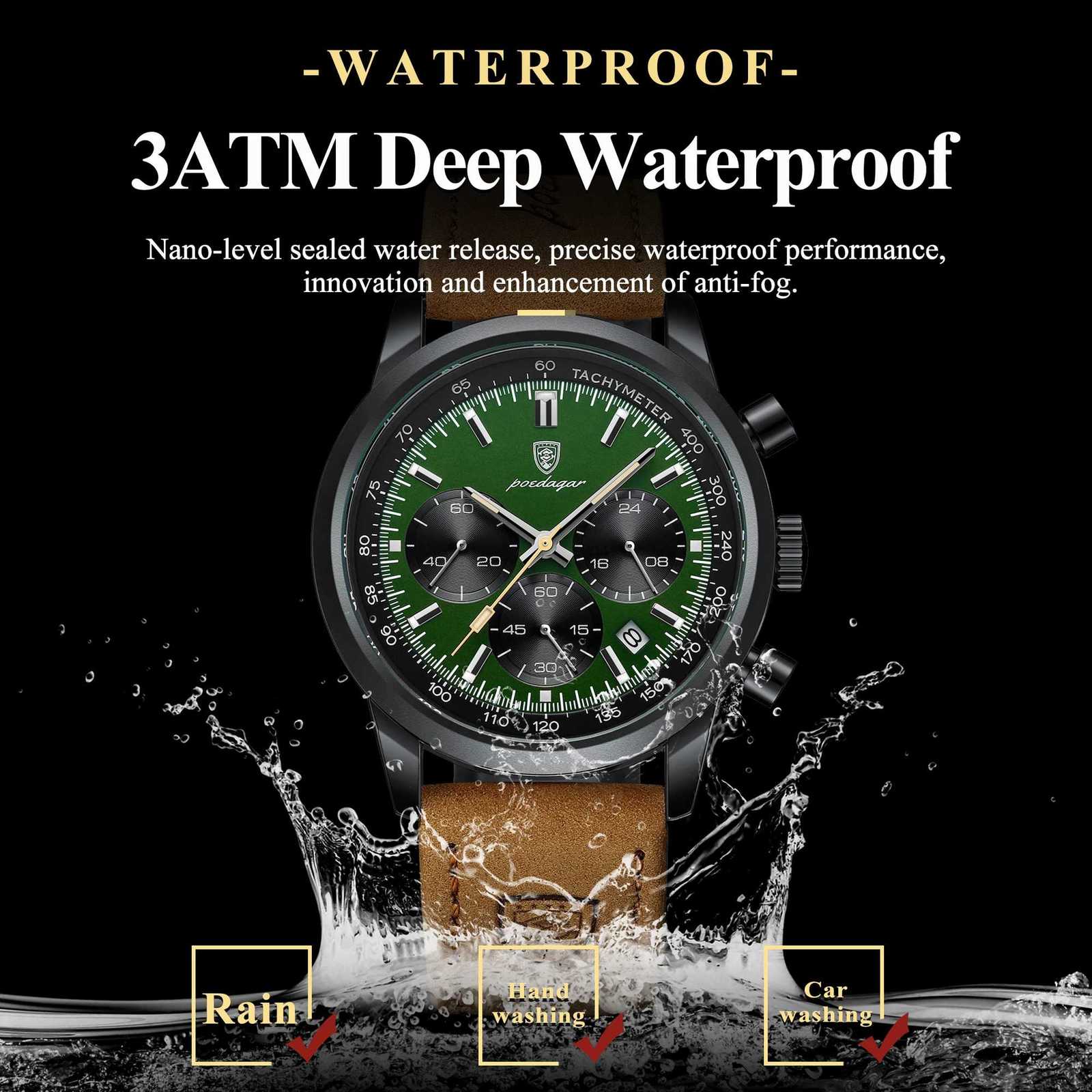 POEDAGAR Luxury Sports Men Watch Waterproof Luminous Chronograph Leather Male Watch Fashion Military Quartz Mens Watches RelojT251104