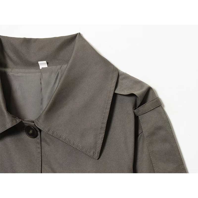 Womens Short Trench Coat Autumn Fashion Single Breasted Long Sleeve Trench Streetwear Female Outerwear Chic Tops J2511031