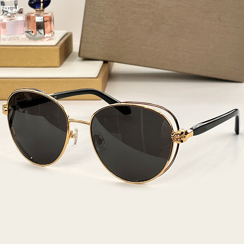 Luxury Metal Oval Sunglasses Women Vintage Snake Mirror Designer Sunglasses 6087 Outdoor Goggles Anti-UV400 Protection Glasses With Box