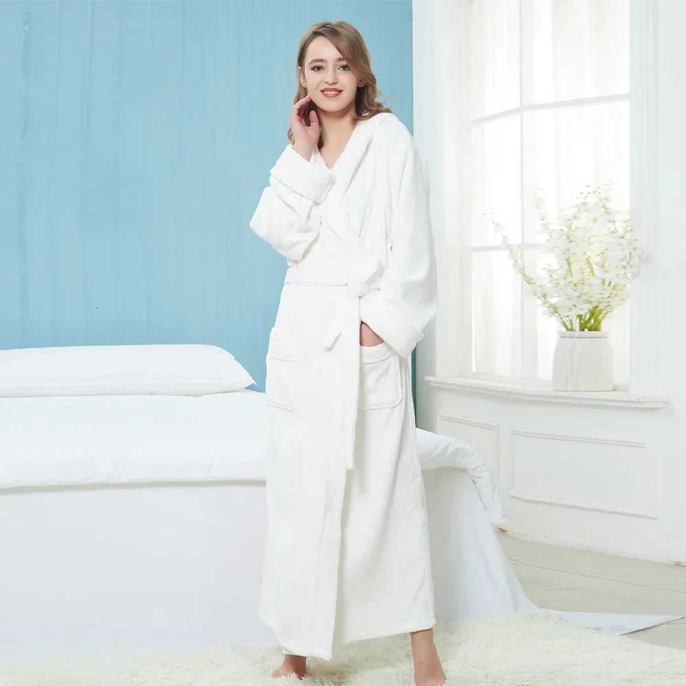 High Quty Mens Robe Hooded Winter Bathrobe Male Long Thick Warm Terry Fleece Towel Dressing Gown Couple Home Bath Robes C251104