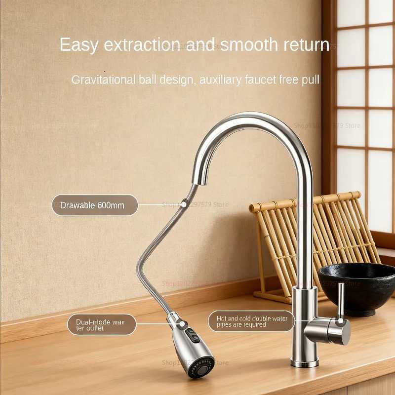 2025 Stainless Steel 360 Rotating Telescopic Faucet Durable Kitchen Sink Basin Faucet with Easy Install and Leakproof Design Y251104