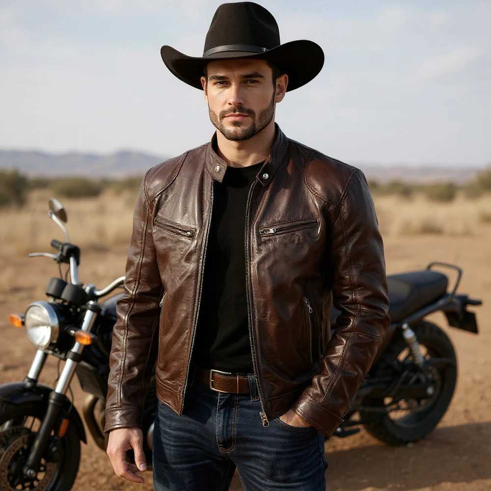 Men Retro Motorcycle Jacket PU Leather Motocross Jacket Chaqueta Moto Spring Autumn Motorbike Riding Jacket Protective Gear J251103