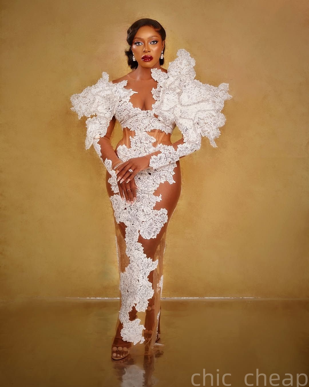 2025 Arabic Aso Ebi Plus Size Ivory Sheath Beach Summer Wedding Dress Floral Lace Beaded Ankle Length Vintage Bridal Gowns Dresses ZJ0557