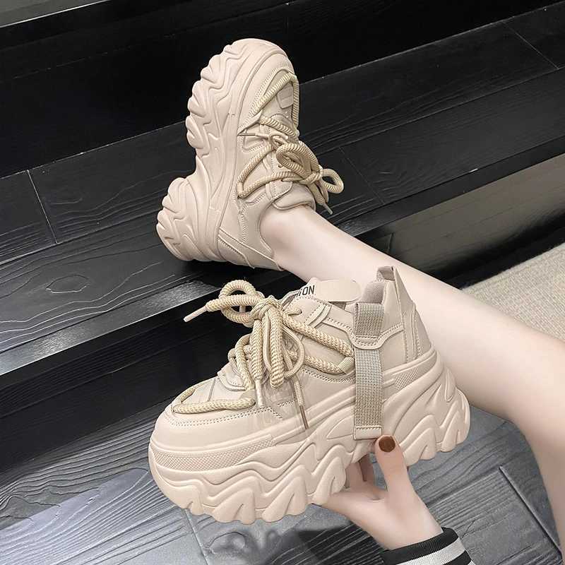 Autumn womens sports shoes new breathable high platform shoes womens vulcanized casual short and fat sports shoes Zapatillas Mujer 8CM Z250403