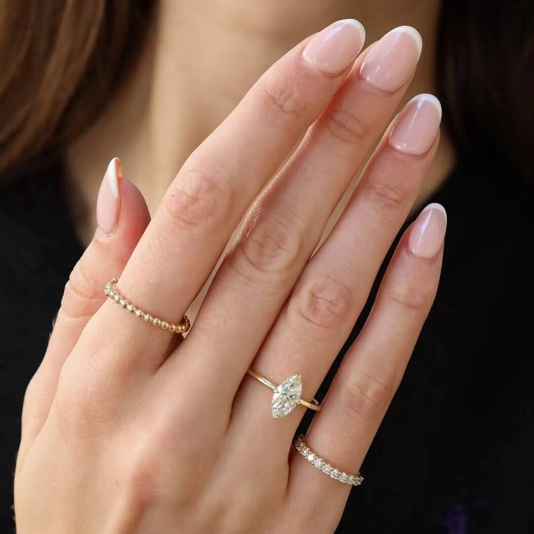 GRA Certified Premium 3CT Moissanite Engagement Band Women 14K 18K White Gold Marquise Cut Moissanite Ring Wedding Band