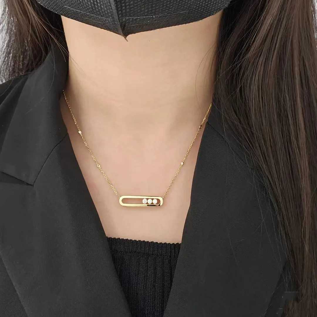 High Quality 925 Sterling Silver Boutique Jewelry Pendant Necklace Inlaid With Shiny Movable Zircon Fashionable Womens BanquetXJ251104