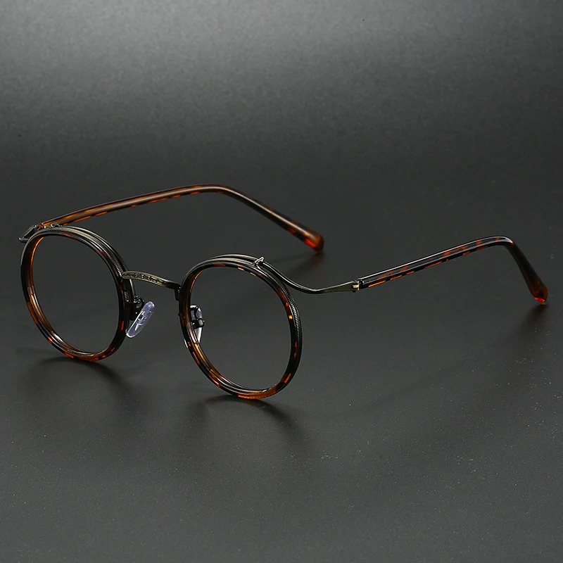 Vintage brand design luxury round frame glasses for men and women ultra light stainless steel alloy anti blue 250403y