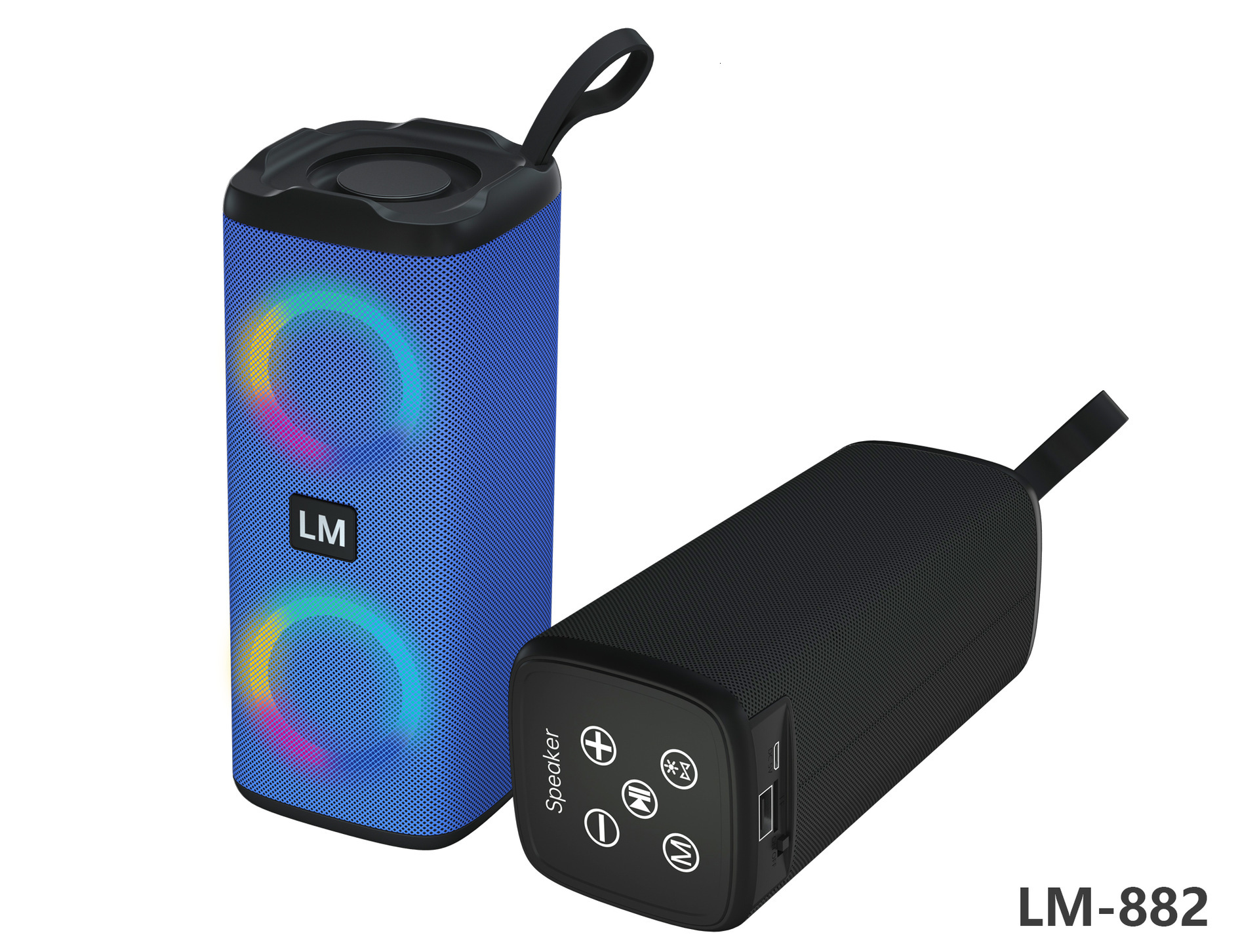 LM-882 fabric wireless Bluetooth speaker dual speaker LED lights surround high-power USB card