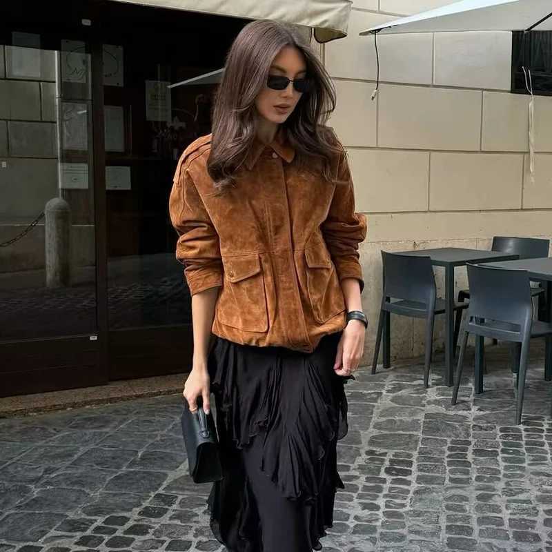 MUJER 2025 Bomber Jackets for Women Outerwears Suede Jacket Women Streetwear Holiday Women Coats Zipper New in Coats and Jackets J251103