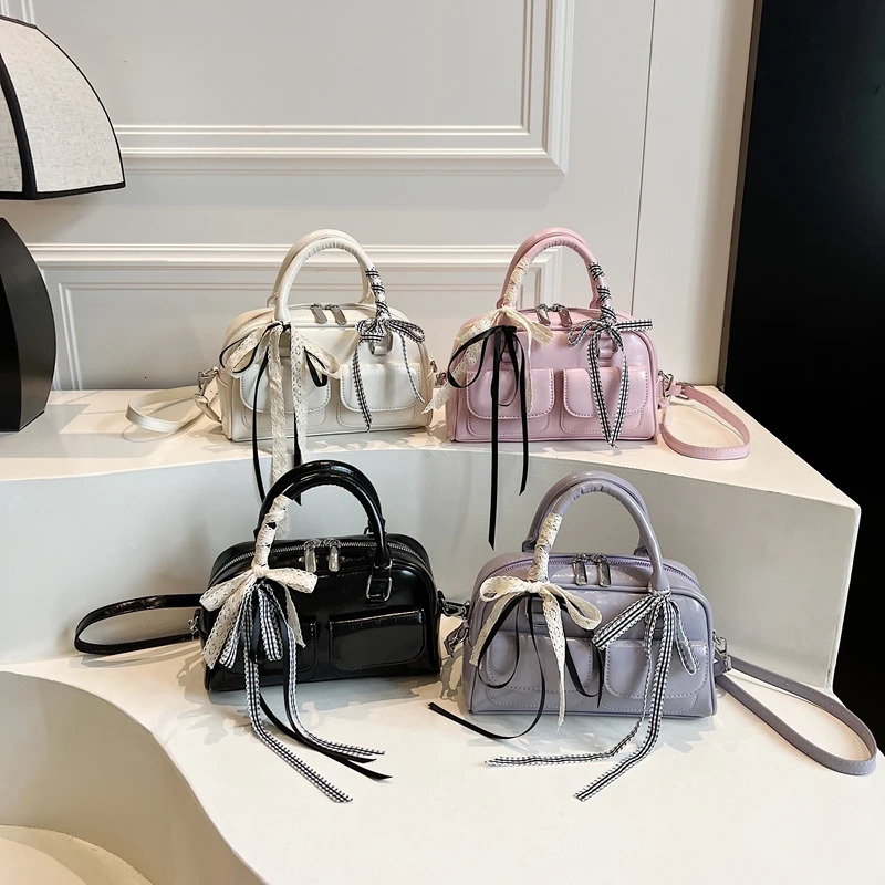 LEFTSIDE PU Leather Small Cross Body Bag Womens Shoulder Bag Y2K Short Handle Square Handbag Retro Handbag 250402