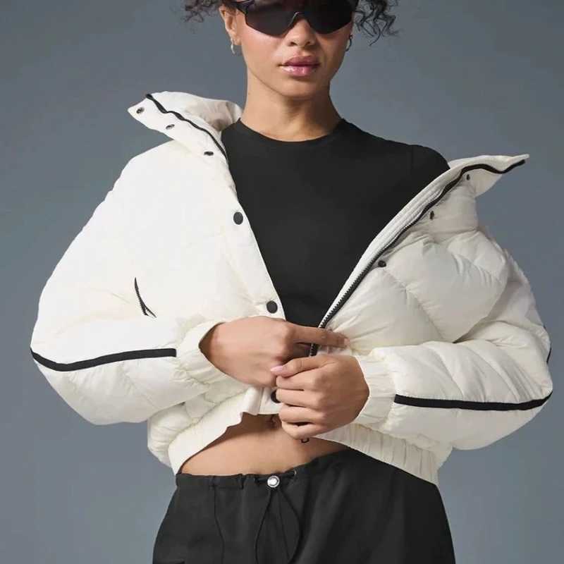 Autumn Winter Thicken Hooded Jacket Women Warm Cotton-padded Jacket Solid Color Fashion Zipper Stand-up Collar Womens Parkas J251104