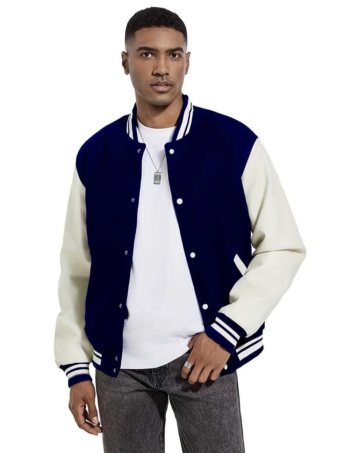 American Retro Mens Classic Striped Contrasting Baseball Jacket Autumn and Winter New Mens and Womens Casual Sports Jacket J251104