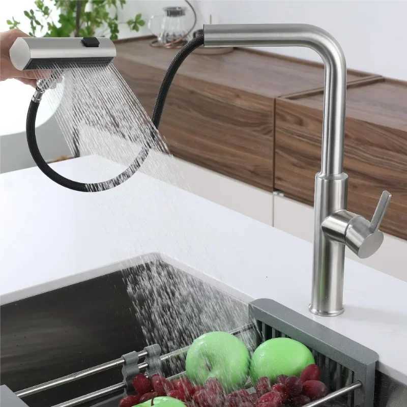 Kitchen Pl-out Flying Rain Waterfall Faucet Hot and Cold Faucet 304 Stainless Steel Single Hole Kitchen Faucet Bathro Y251104