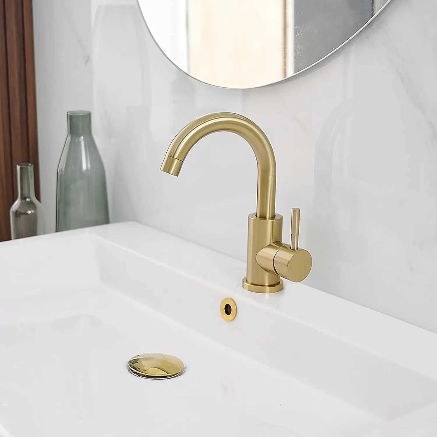 304 Stainless Steel Kitchen Faucet Golden Basin Hot and Cold Faucet Vegetable Basin Rotating Faucet Y251104