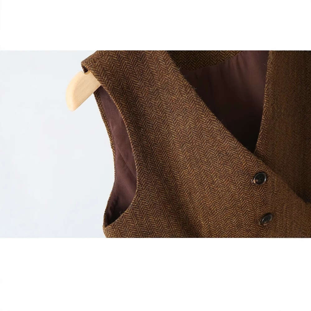 And Autumn Layered British Old Money Style Woolen For Women, Spring New Sleeveless Vest Jacket B5