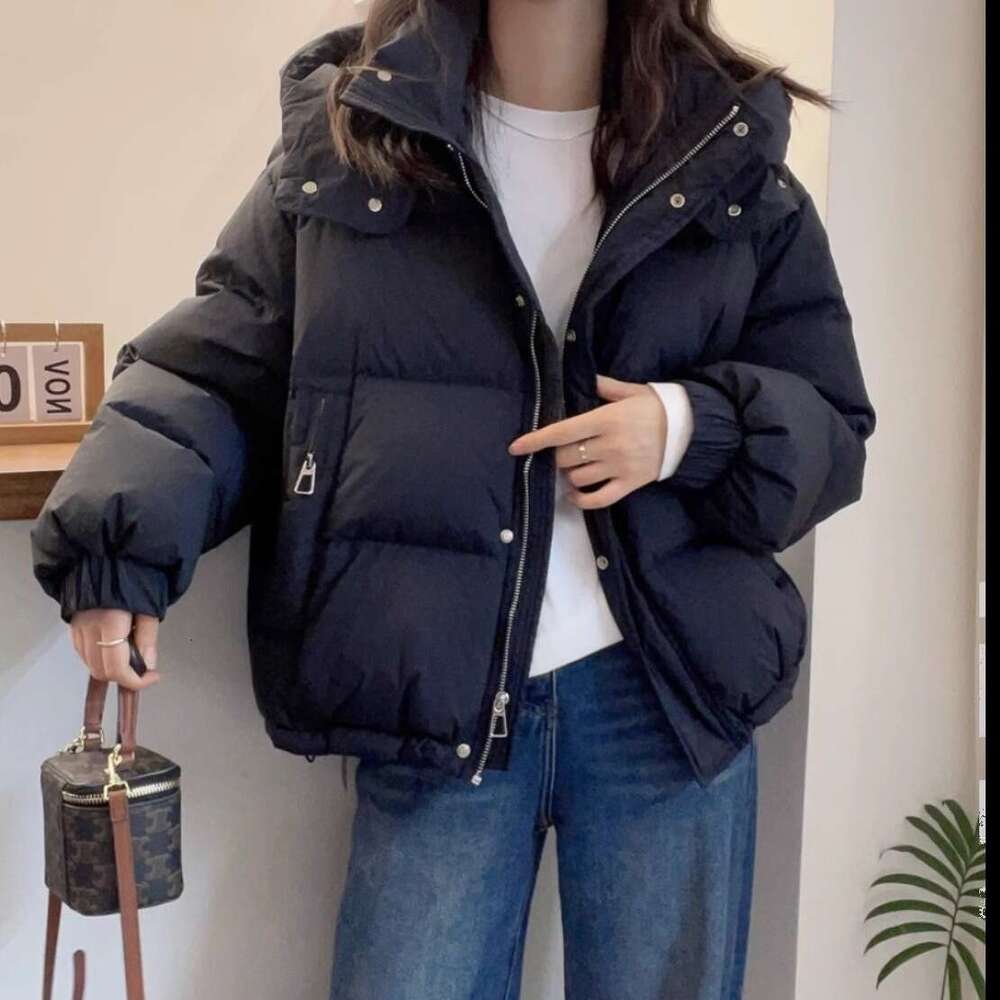 Women's Short Jacket New Korean Style Loose Plus Size Fashion Hooded Versatile Thin Cotton Coat Trendy B5