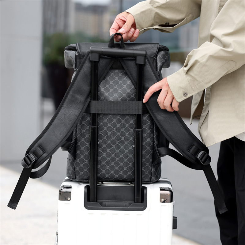 designer Free shipping Men's casual print texture computer bag color business travel backpack 2025