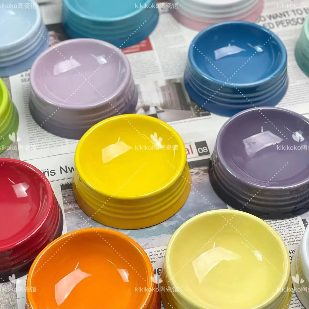 French Ceramic Pet Color High Foot Protection Ceramic Caliber 5-inch Cat Water Bowl Drinking Water High Beauty Macaron Color 250403