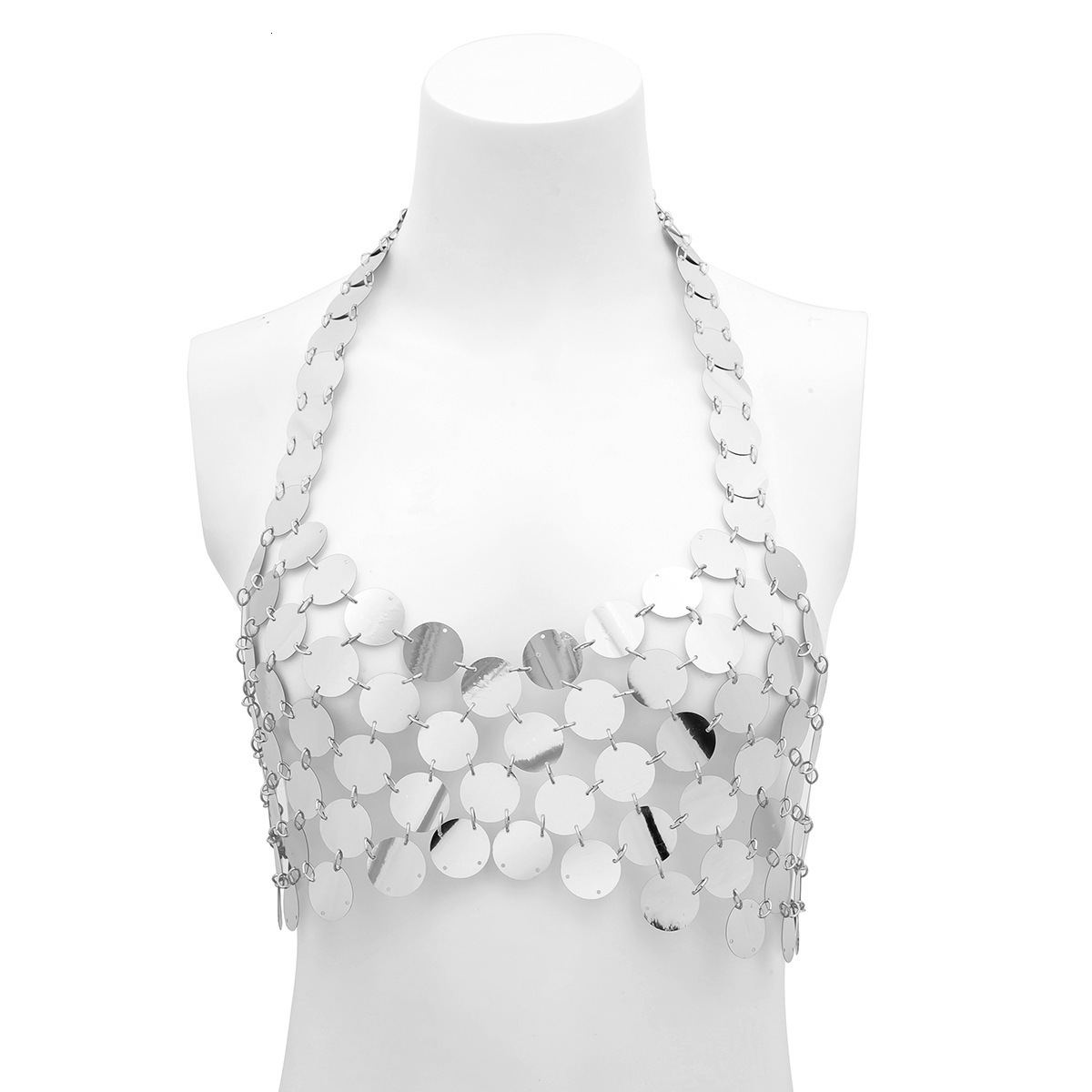 Jewelry sexy stitching backless Bikini Body chain beach shiny Sexy Sequin manual chest chain 240409