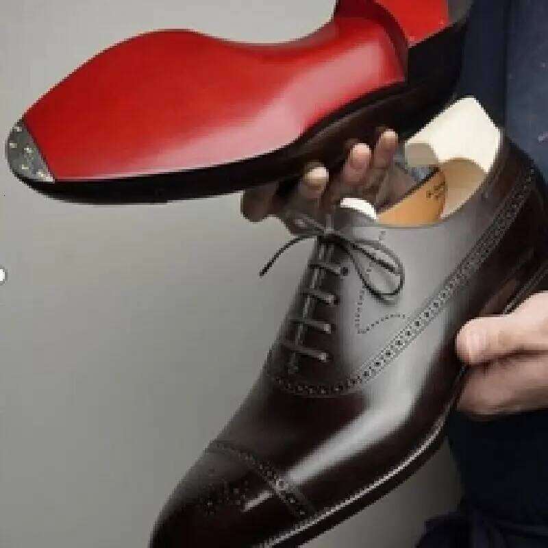 Retro Formal PU Luxury Oversized Party Office Business Block Red Sole Black Brown Size 38-48 Men Shoes