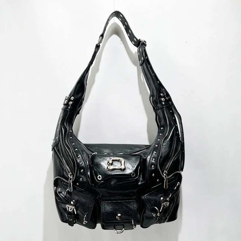Moto & Bike Rivet Multiple Pockets Bags For Women Designer Handbags And Purses 2025 New In Vintage PU Underarm Shoulder