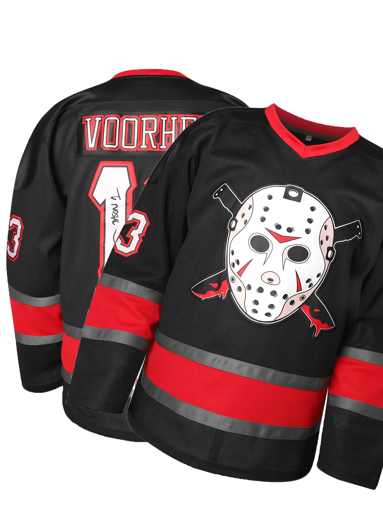 Men's #13 VOORHEES Hockey Jersey Christmas Series Retro Classic Embroidered Stitching Hockey Jerseys Breathable Pullover Sweatshirt