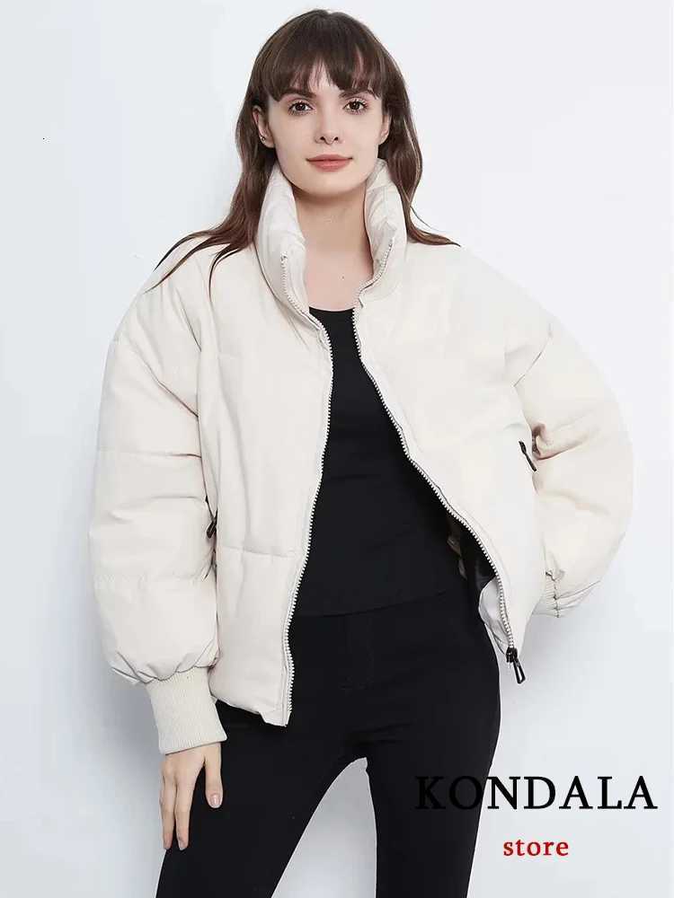 KONDALA Autumn Winter Women Jackets Thicken Streetwear Oversized Parkas Long Batwing Sleeve Pockets Fashion 2025 Female CoatsT251105