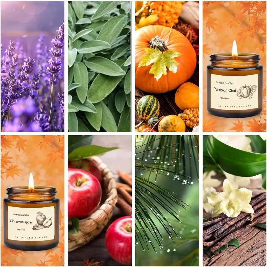 6 Pack Fall Scented Candles for Home Decor Natural Soy Aromatherapy Candles Ideal for Autumn Winter Holidays Perfect Gift Set f C251105