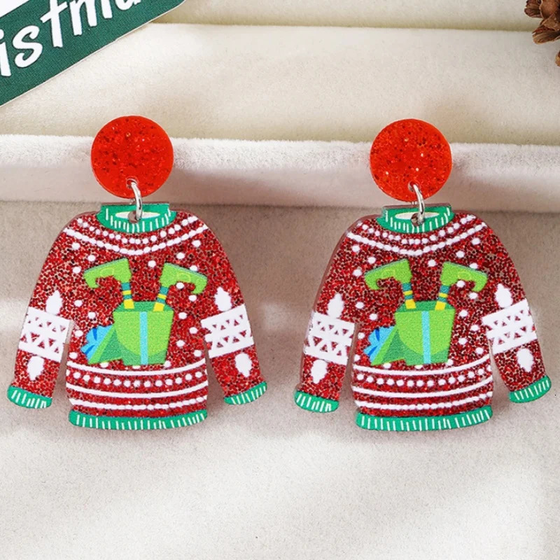 2025 Christmas Earrings for Women Glitter Alloy Acrylic Lightweight Dangle Sparkly Merry Jewelry Gifts 251104
