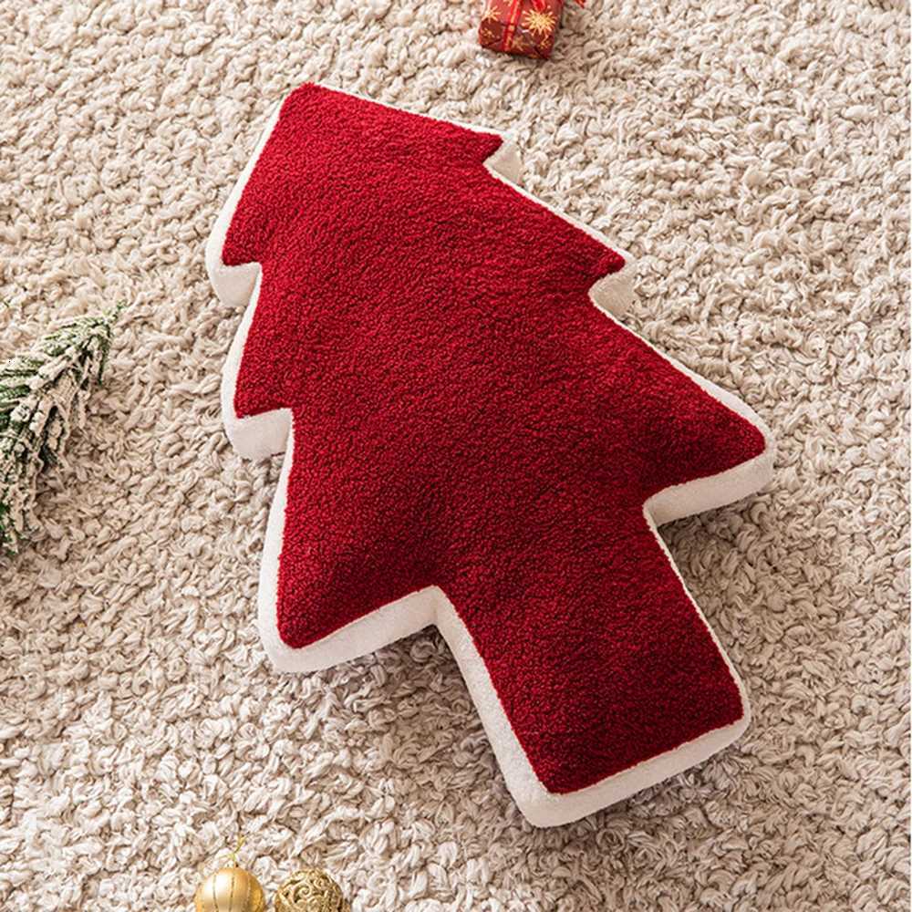 American Red Green Christmas Tree Shaped Plush Pillow Home Living Room Sofa Christmas Atmosphere Decoration Pillow Cushion Y251105
