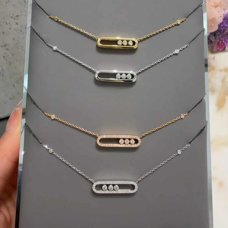 Move Uno series three diamond sliding full diamond necklace high sense of geometry designer pendant jewelry female models